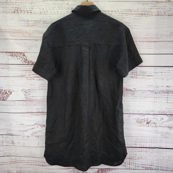 J.Crew Women's Size XS Black 100% Linen Utility Shirt Dress Short Sleeve C1926 - Picture 8 of 9